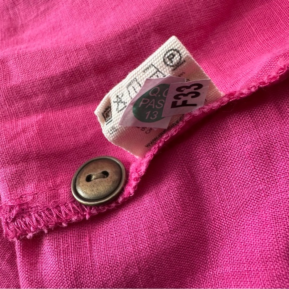 Gudrun Sjoden Linen Blend Pink Oversized Tunic Dress Gold Embroidery Medium NWT - Picture 7 of 7